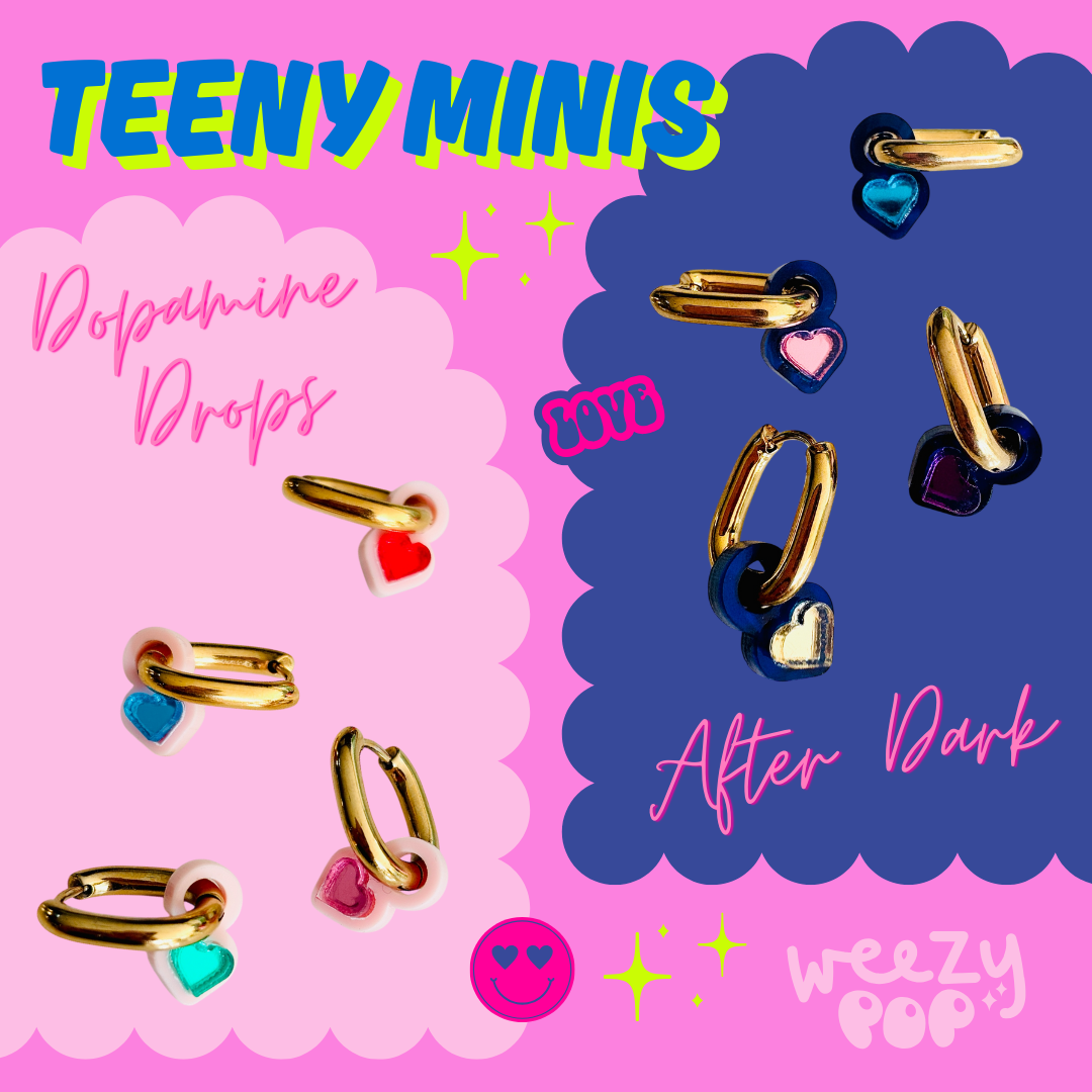 Teenie Minis Heart Huggie Earrings | Dopamine Drops | After Dark