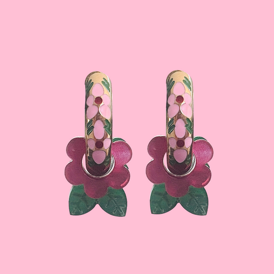 Floral Painted Enamel Huggie Hoops – Timeless, Beautiful and Unique