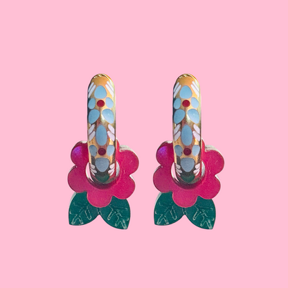 Floral Painted Enamel Huggie Hoops – Timeless, Beautiful and Unique