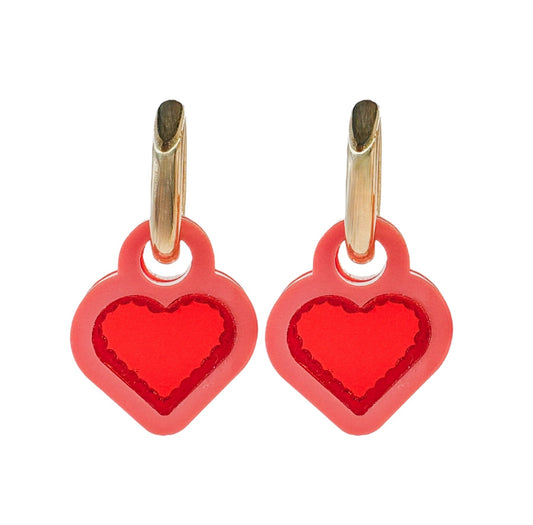 Chunky Heart Huggie Hoops - Personalised Acrylic Earrings