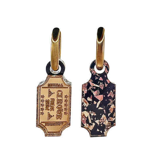 Cirque Ticket Huggie Earrings – Quirky, Fun and Festival-Ready