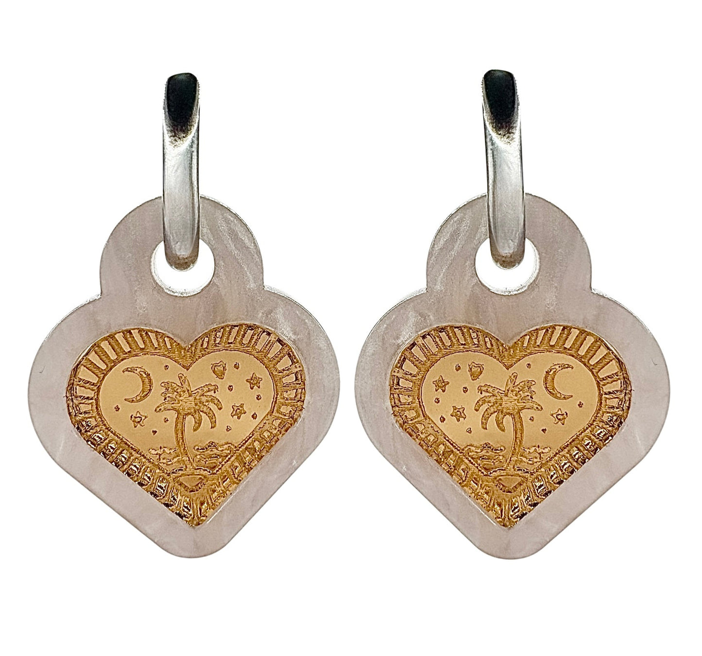 Icon Heart Chunky Engraved Palm Huggies