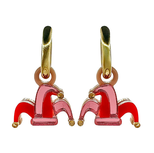 Cirque Jester's Hat Huggie Earrings – Bold, Fun and Festival-Ready