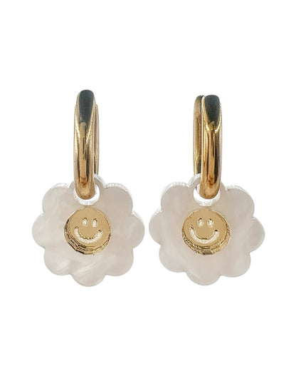 Smiley Flower Huggie Earrings