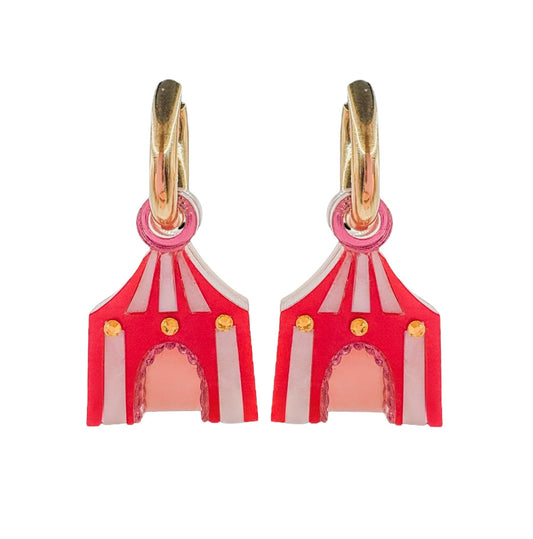 Cirque Big Top Tent Huggie Earrings – Bold, Fun and Festival-Ready