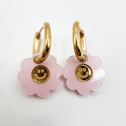 Smiley Flower Huggie Earrings from Weezy Popshop.